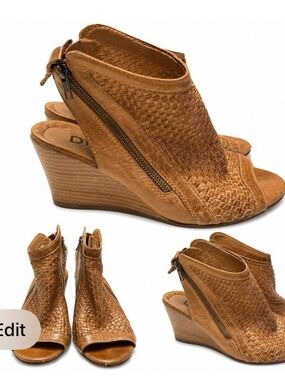 Diba True Woven Peep-Toe Wedge Sandals in Tan